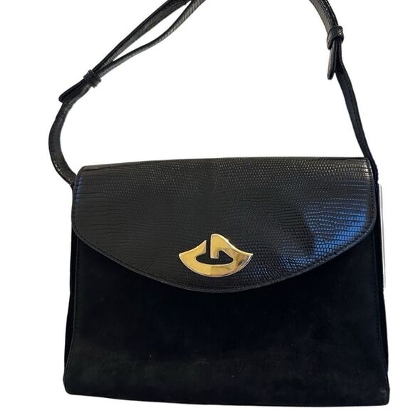 Gucci vintage elegant suede and crocodile skin shoulder bag - Picture 8 of 16